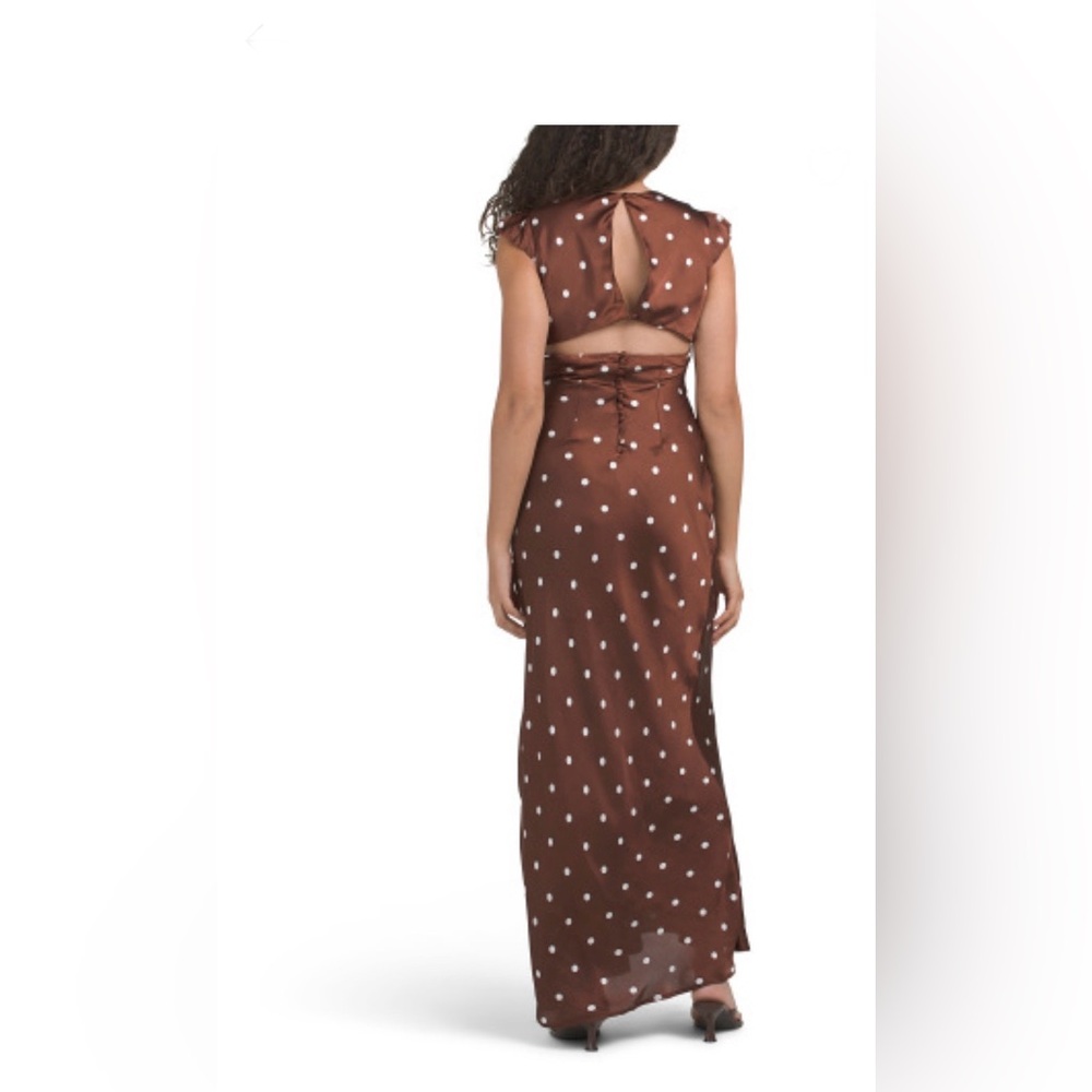 NWT dRA Los Angeles brown and white polka dot maxi- XS